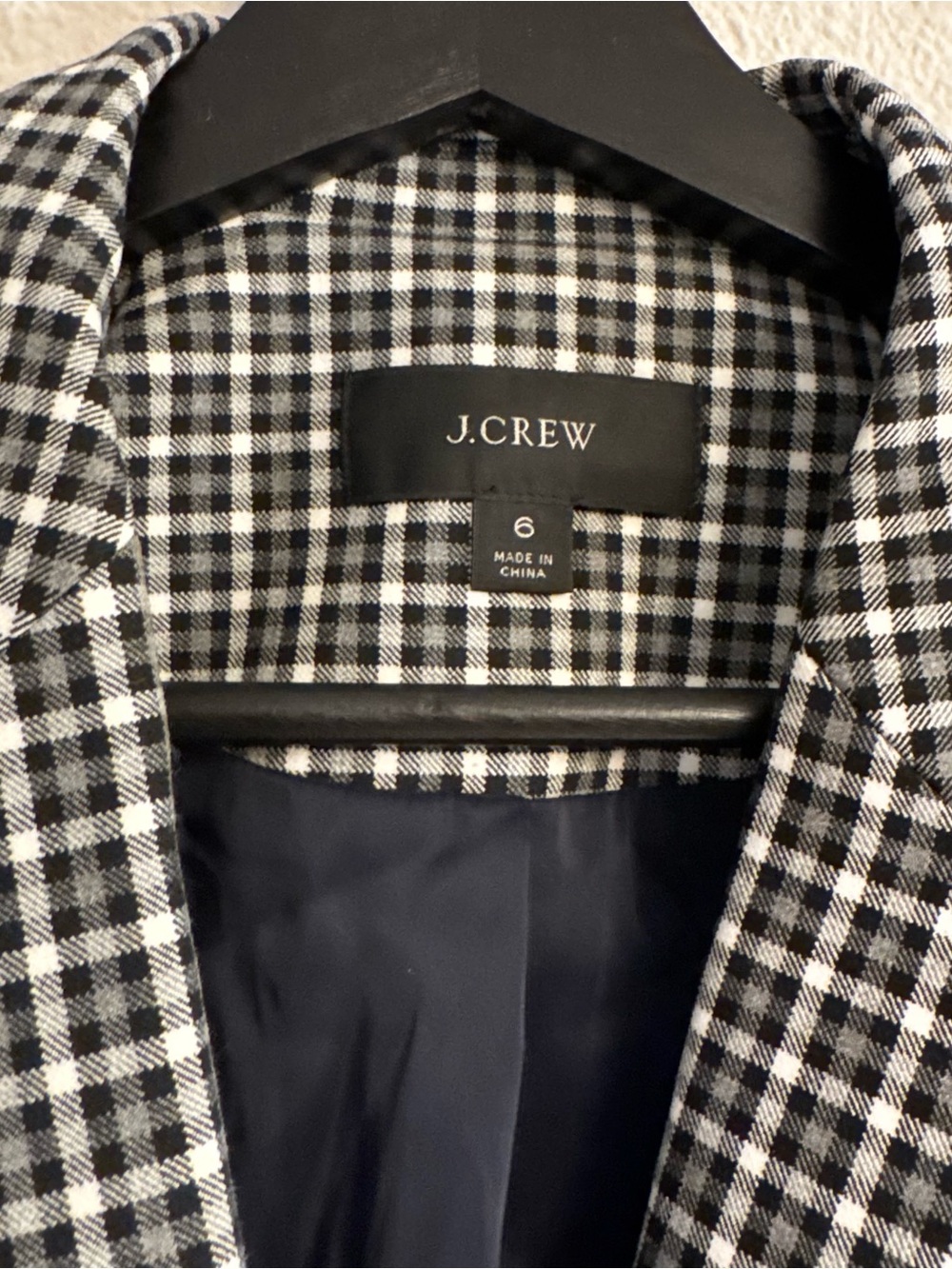 J. Crew Black and White Checked Tailored Blazer - Picture 3 of 7
